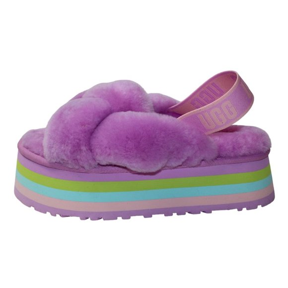 UGG Platform DISCO Slides Pink/Purple/Blue/Green Elastic strap Women's 8 NEW! - Picture 1 of 11